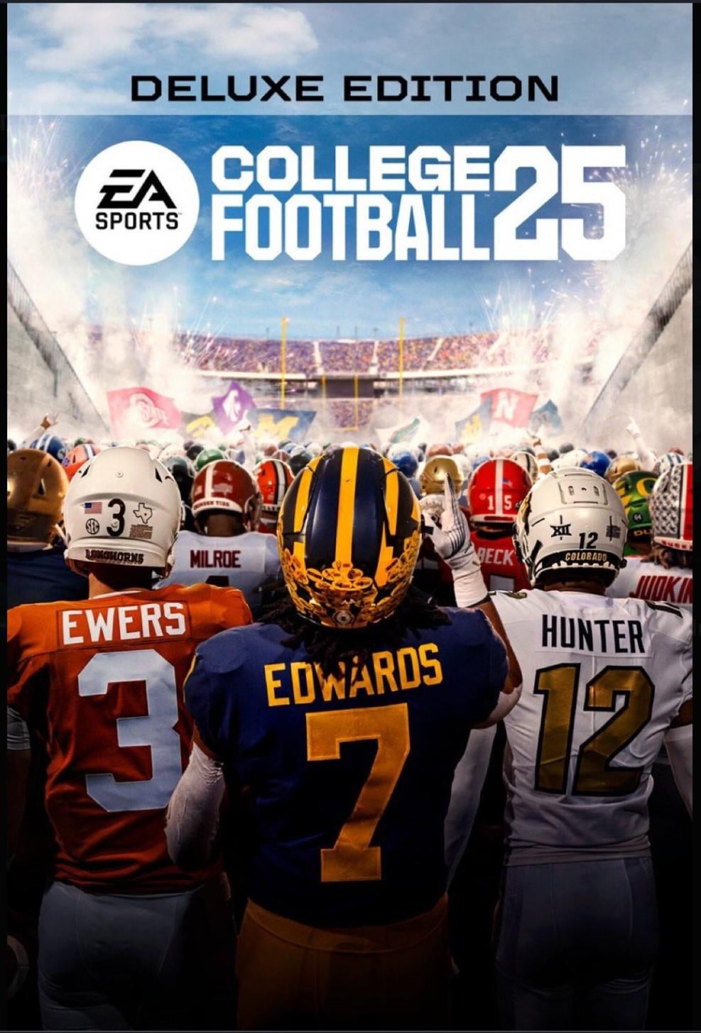 A photo of the cover for a College Football 25 video game