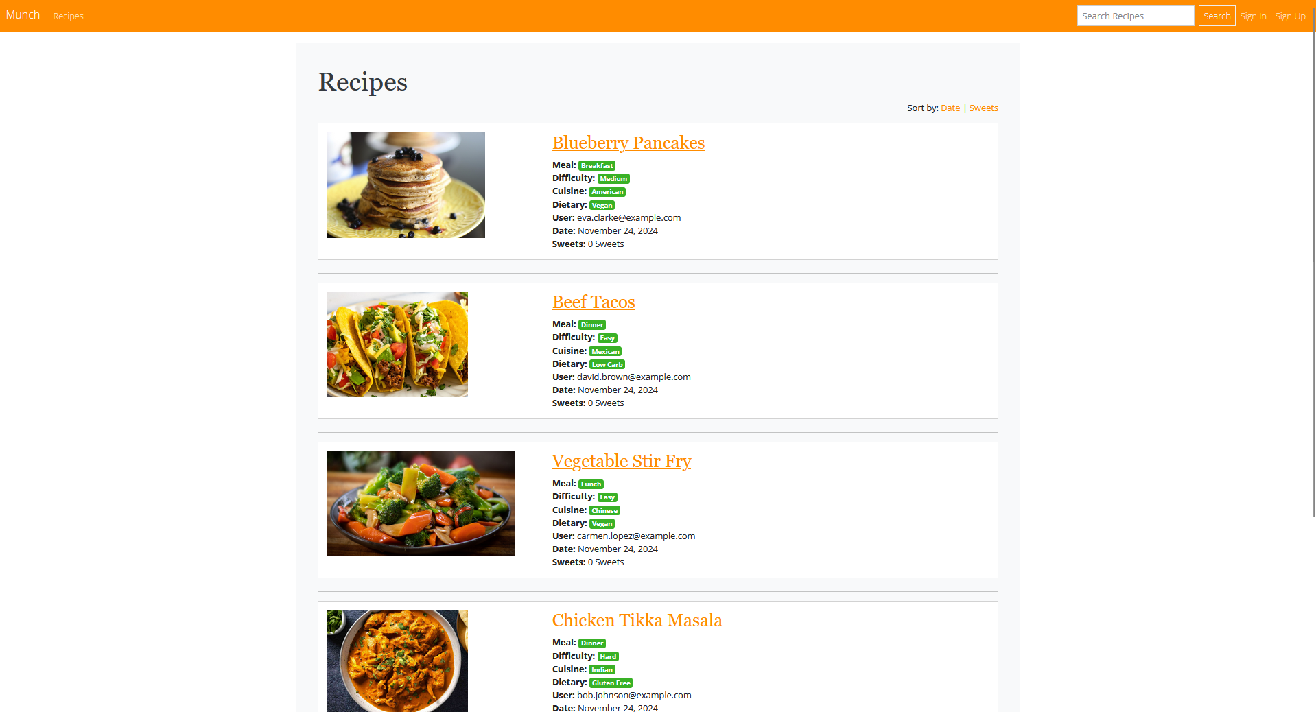 Munch Home Page Screenshot