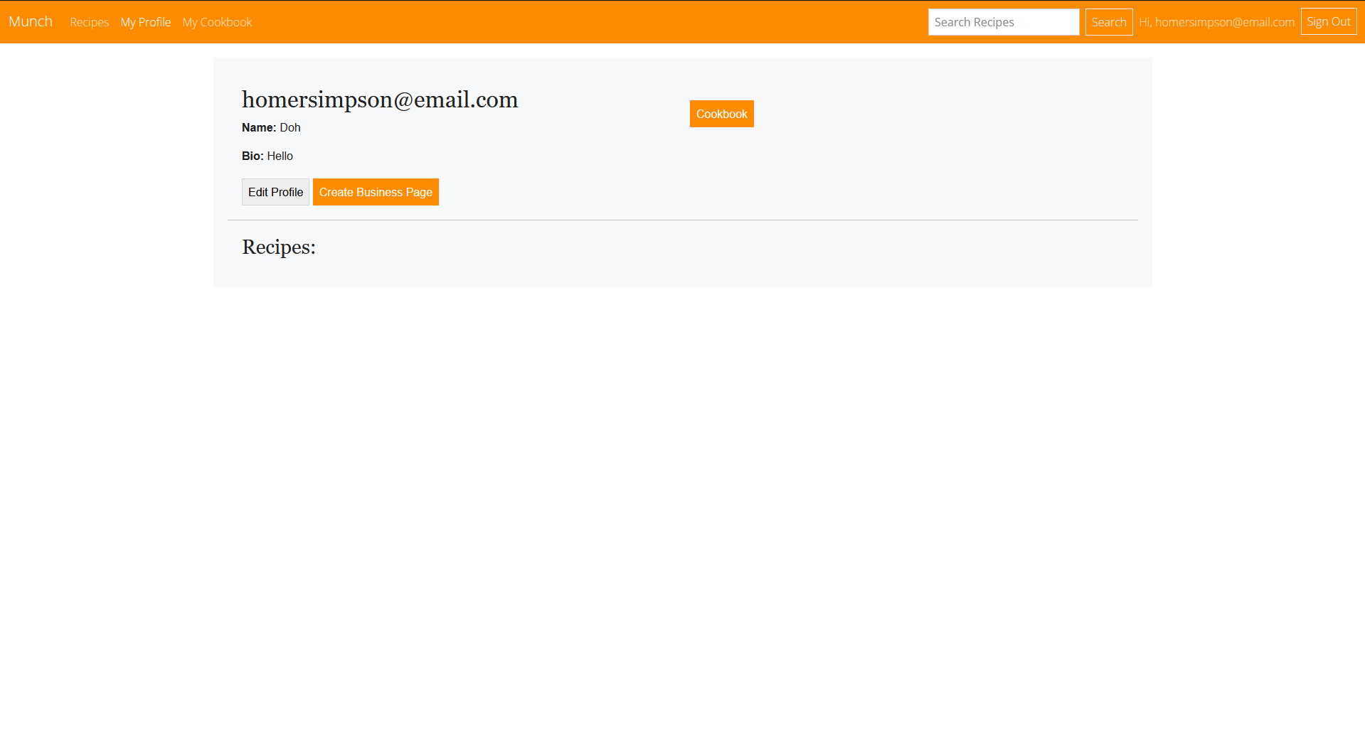 Munch My Profile Page Screenshot
