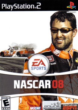 A photo of the cover for a NASCAR 2008 video game 